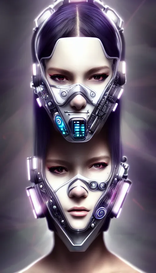 Prompt: face mask on beautiful woman face, cyberpunk art by kuno veeber, cgsociety, computer art, ultra detailed, futuristic, anime aesthetic