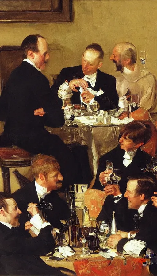 Image similar to still life painting of Hip, Hip, Hurrah with Joe Biden partying by Peder Krøyer, canvas print