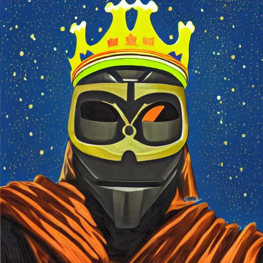 Image similar to MF DOOM is crowned as king of the universe, highly detailed image