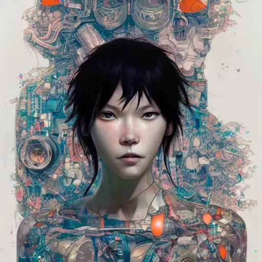 Prompt: citizen portrait soft light painted by james jean and katsuhiro otomo and erik jones, inspired by ghost in the shell anime, smooth face feature, intricate oil painting, high detail illustration, sharp high detail, manga and anime 1 9 9 9