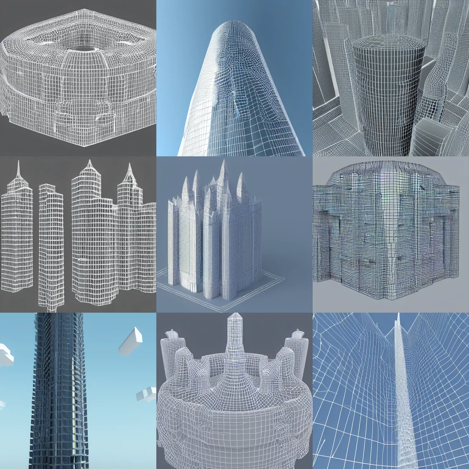 Prompt: 3 d undirected graph in the shape of a tall skyscraper