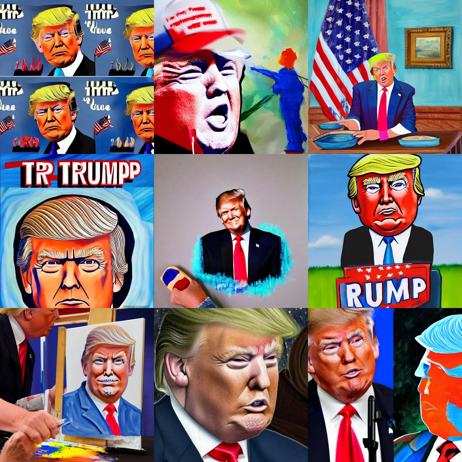 Prompt: Donald Trump painting like a 5 years old