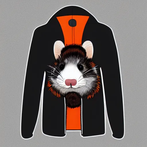 Image similar to ferret furry man, digital art high quality, jacket