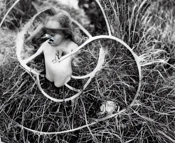 Image similar to the cyclical theory of becoming, dissolution and interdependence between the world of nature and human events by Anne Geddes, Henri Cartier-Bresson