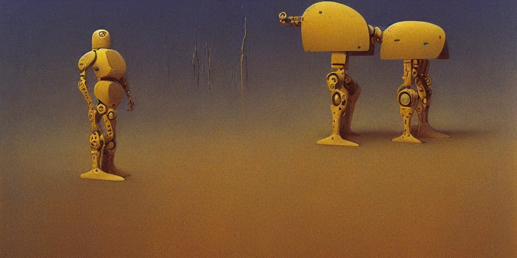 Image similar to zdzislaw beksinski, robots, 4 0 0 mm