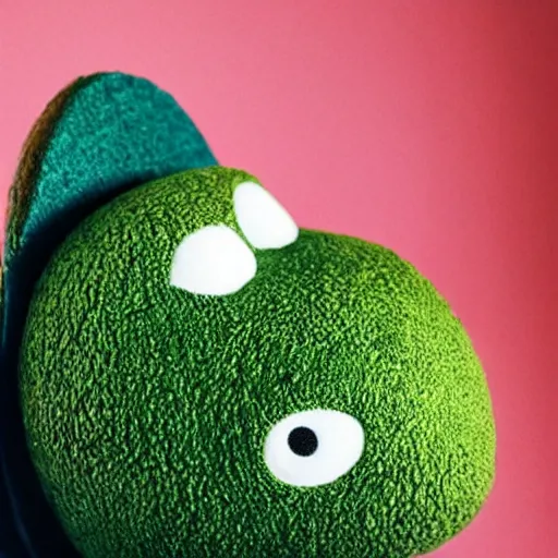 Prompt: a photo of a smiling cute avocado plushie, real trending on instagram image, focal lens backdrop