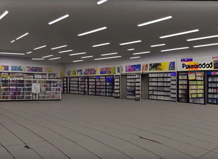 Image similar to polaroid photograph of an empty blockbuster store, liminal space, familiar place, mannequins, black mold, amateur, unreal engine, photorealistic, trending on artstation