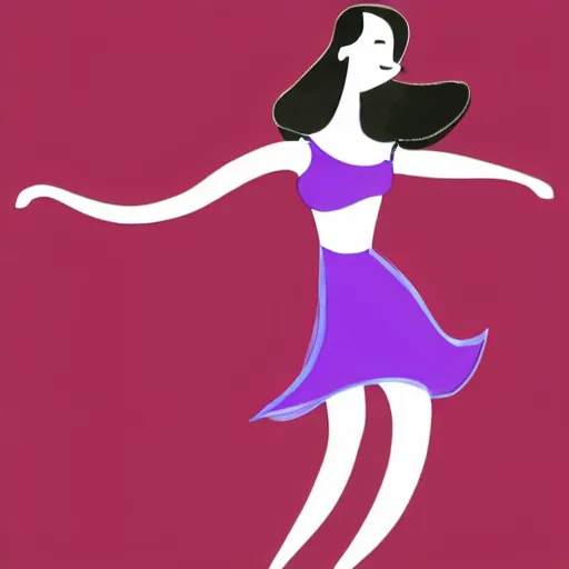 Prompt: a cartoon illustration of a beautiful woman dancing