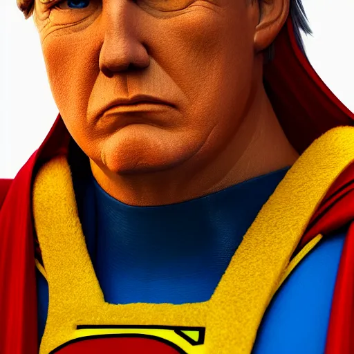 Prompt: donald trump as superman. full face. intricate abstract. intricate artwork. by tooth wu, wlop, beeple, dan mumford. octane render, trending on artstation, greg rutkowski very coherent symmetrical artwork. cinematic, hyper realism, high detail, octane render, 8 k, iridescent accents