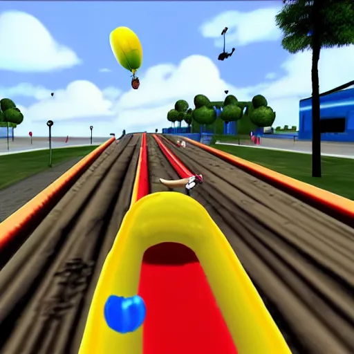 Image similar to tony hawk's pro balloon animal skateboarding for playstation 2, screenshot video game