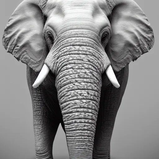 Image similar to a white 2D character elephant portrait, ultra realistic, looking at the camera, smiling, highly detailed illustration, 8k, masterpiece, octane render, trending on cgsociety