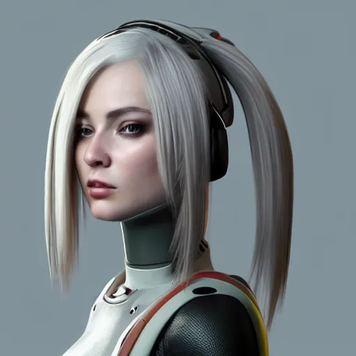 Image similar to portrait of female android, unreal engine