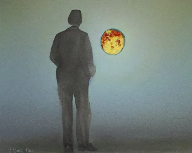 Image similar to man in the moon painting by carol heyer