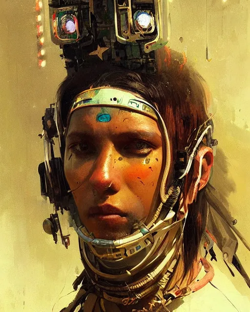 Image similar to detailed portrait australian aboriginal cyberpunk futuristic, decorated traditional ornaments by carl spitzweg ismail inceoglu dragan bibin hans thoma greg rutkowski alexandros pyromallis nekro illustrated perfect face, fine details, realistic shaded, fine - face, pretty face