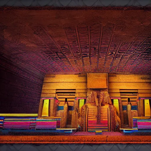 Image similar to ancient egyptian structure, retrowave epic art, trending on art station