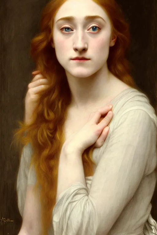 Image similar to saoirse ronan painting by rossetti bouguereau, detailed art, artstation