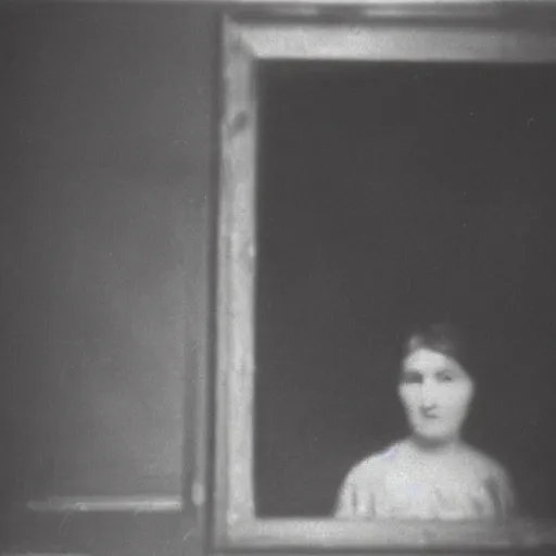 Image similar to an apparition in an old house, early 1900s photography, blurry, blurry, blurry, faded