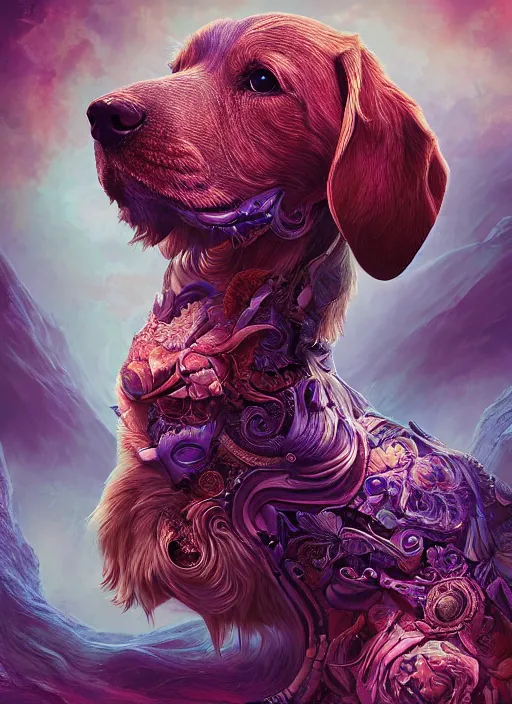 Image similar to dreamscape, dog, ross tran, vivid colors, anatomical, highly detailed sculpture, intricate detailed, ommatidia, 8 k, cinematic atmosphere, post - processing