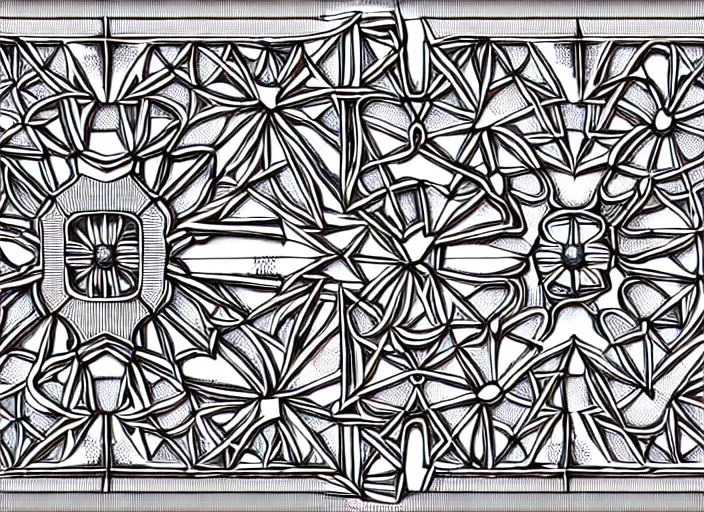 Prompt: symmetry! science university, intricate filigree, elegant, highly detailed, concept art, smooth, sharp focus, lineart, illustration, 3 d occlusion, thinline with black on white on gray, 8 k