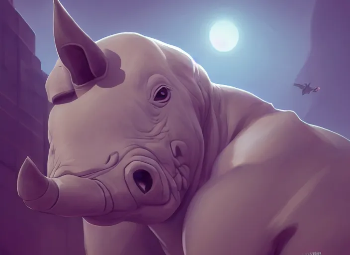 Image similar to character portrait feature of the anthro male anthropomorphic rhino fursona wearing airline pilot outfit uniform professional pilot character design stylized by charlie bowater, ross tran, artgerm, and makoto shinkai, detailed, soft lighting, rendered in octane, maldives in background