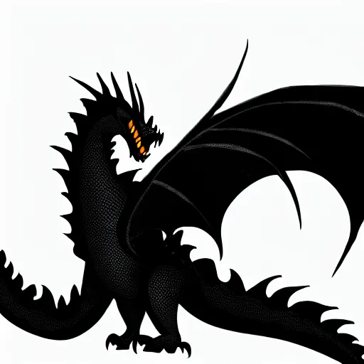 Prompt: A black dragon, simple, digital art, cartoon