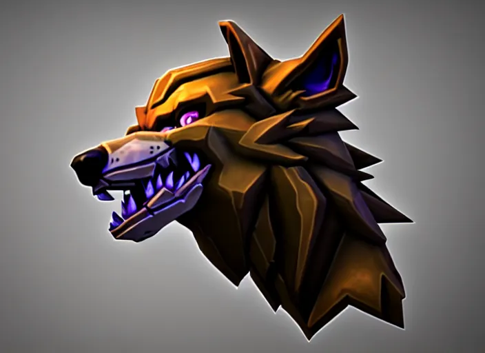 Image similar to wolf head, stylized stl, 3 d render, activision blizzard style, hearthstone style, darksiders style, michael vicente style