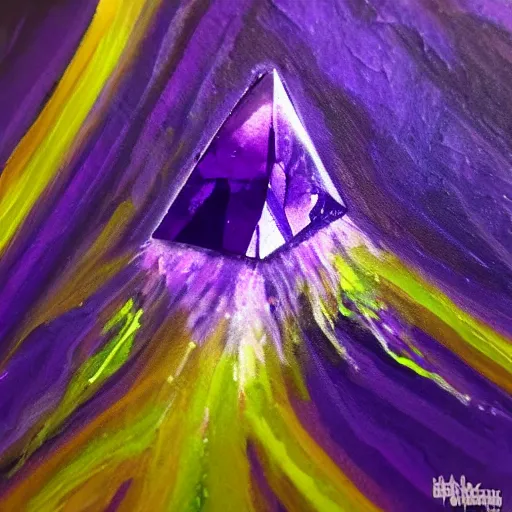 Image similar to Amethyst crystal shard radiating an evil dark glowing aura 🎨🖌️