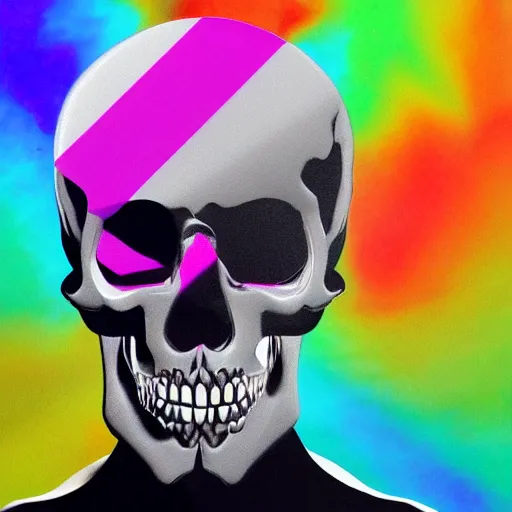 Prompt: skull glitch art with red and violet