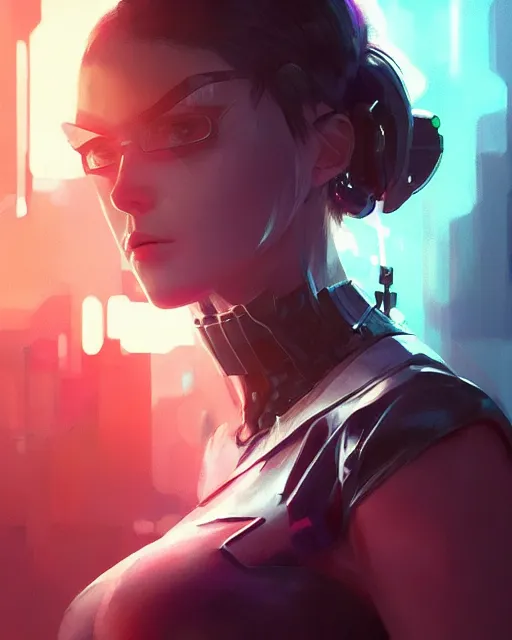 Prompt: female assassin wearing cyberpunk tops, detailed portrait, cell shaded, 4 k, vivid colours, concept art by wlop, ilya kuvshinov, artgerm, krenz cushart, greg rutkowski, pixiv. cinematic dramatic atmosphere, sharp focus, volumetric lighting, cinematic lighting, studio quality