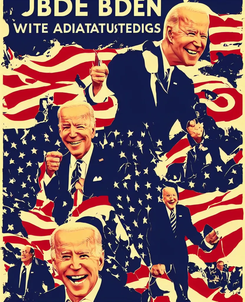 Prompt: a poster of joe biden on puppet strings, by joe mangrum, trending on deviantart, futurism, movie poster, poster art, 3 2 k uhd, american propaganda, futurism, toyism