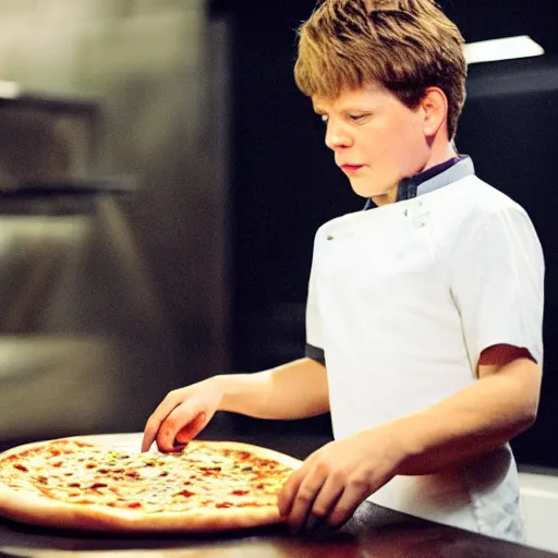 Image similar to A still of a young Mark Hammill making a pizza, 4k, photograph, ultra realistic, highly detailed, professional lighting