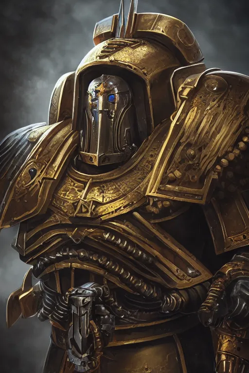 Image similar to armor portrait heros warhammer 4 0 k horus heresy fanart - the primarchs emperor by johannes helgeson animated with vfx concept artist & illustrator global illumination ray tracing hdr fanart arstation zbrush central hardmesh 8 k octane renderer comics stylized