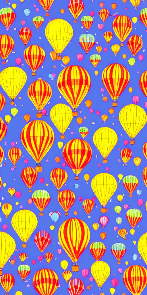 Image similar to seamless pattern of hot air balloons in beautiful sky, colourful, symmetrical, repeating 35mm photography