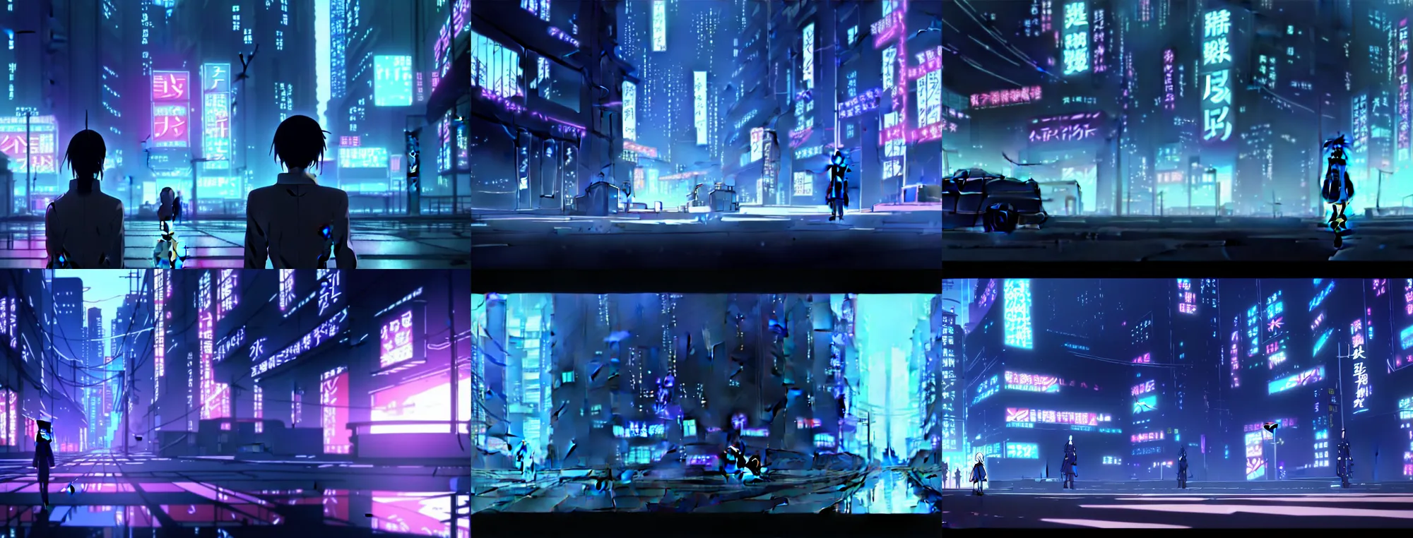 Prompt: a screenshot from the cyberpunk neon-noir detective anime by studio 4c, in the anime series ergo proxy by makoto shinkai