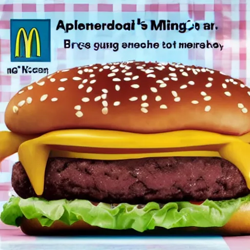 Image similar to advertisement for mcdonald's new teeth burger