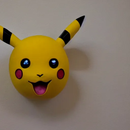 Prompt: Pikachu Sculpture made out of tock