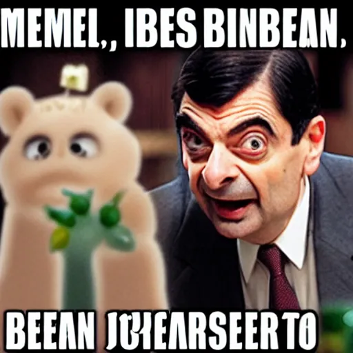 Image similar to meme about mr. bean and jellybeans