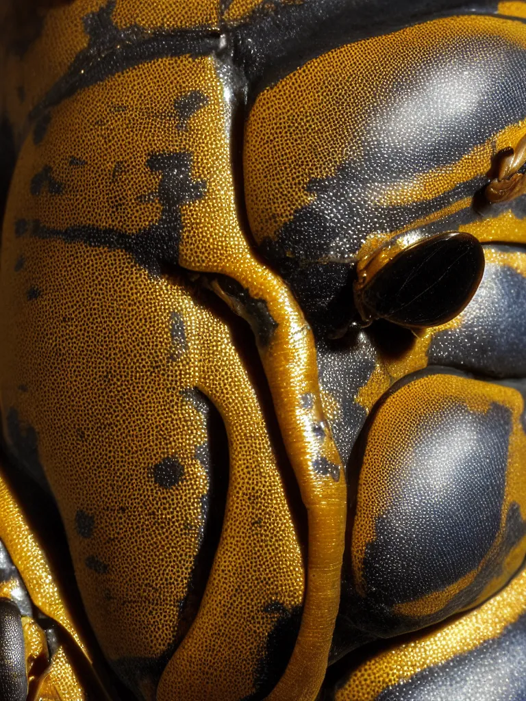 Image similar to close - up shot of a beautiful spotted beetle. insect eyes. complementary color scheme. subsurface scattering, translucency, backlit, diffused, smooth. studio photography high quality highly detailed award winning photograph by national geographic, by slim aarons. sculpture by antonio canova, renaissance painting