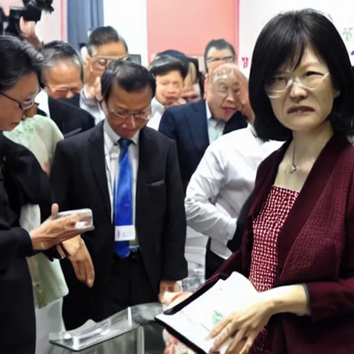 Prompt: Tsai Ing-wen fell into the cesspool