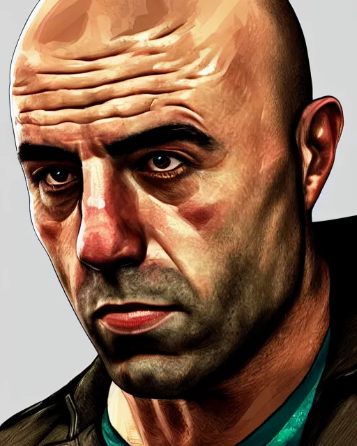 Prompt: a close - up portrait of joe rogan, in the style of gta 4, highly detailed, trending on artstationhq