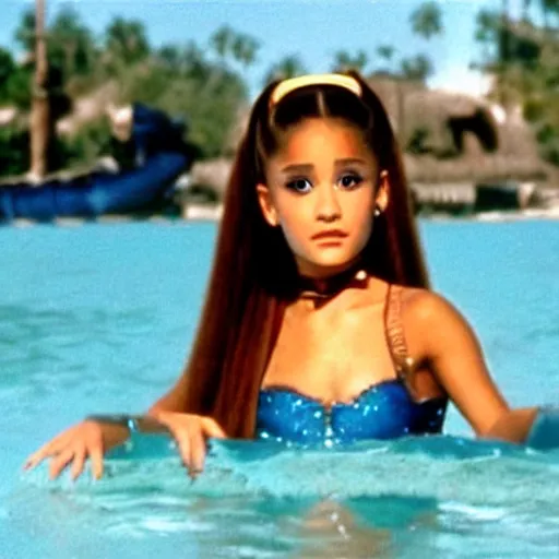 Prompt: A still of Ariana Grande in Waterworld (1995)