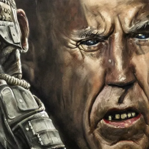 Image similar to closeup of joe biden leading an army of shadows, coiling, abstract shadowy army, painting by john mcnaughton, stephen gammell