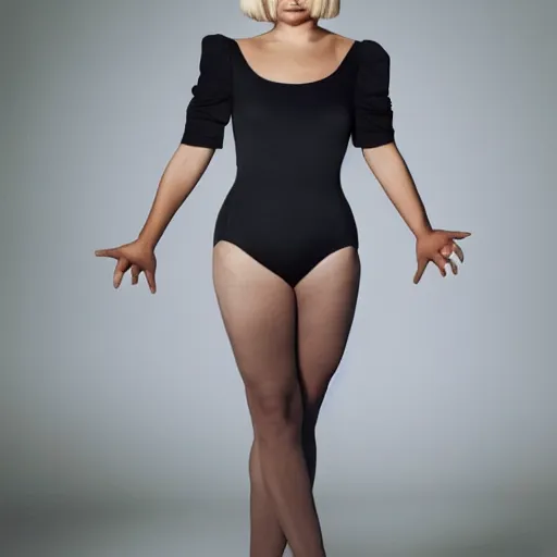 Prompt: sia Furler full body photo shoot in leotard