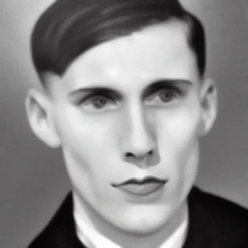 Prompt: A photograph portrait of Jerma985 with short hair in the early 1930s, taken in the early 1930s, grainy, taken on a early 1930s Kodak Camera, realistic, hyperrealistic, very realistic, highly detailed, very detailed, extremely detailed, detailed, digital art, trending on artstation