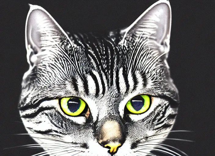 Prompt: portrait of a grey tabby cat, anime, shigeto koyama,jean giraud, manga, 28mm lens, vibrant high contrast, gradation, cinematic, rule of thirds, great composition, intricate, detailed, flat, matte print, sharp,clean lines,masakazu katsura
