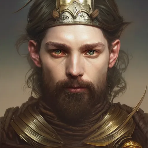 Image similar to portrait painting of a d & d male cleric, ultra realistic, concept art, intricate details, eerie, highly detailed, photorealistic, octane render, 8 k, unreal engine. art by artgerm and greg rutkowski and charlie bowater and magali villeneuve and alphonse mucha