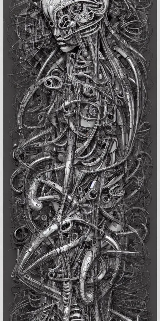 Image similar to biomechanical typography by hr giger and james jean