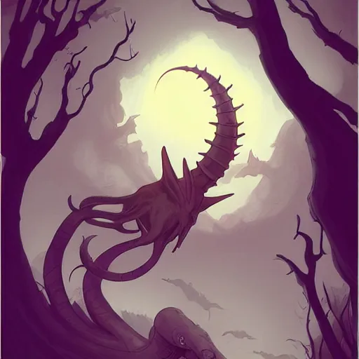 Image similar to abigail larson, don bluth, artgerm, joshua middleton, purple color pallete, welcome to night vale, lighthouse in the desert, giant centipede, spooky strange weird quirky, cartoon, 2 d, chiral lighting