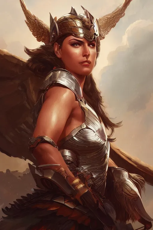 Image similar to amazon valkyrie athena, d & d, fantasy, portrait, highly detailed, headshot, digital painting, trending on artstation, concept art, sharp focus, illustration, art by artgerm and greg rutkowski and magali villeneuve