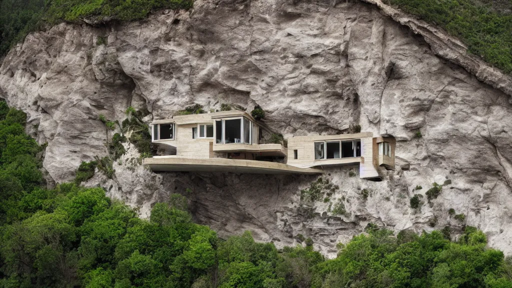 Image similar to house built on the side of a cliff, award winning photo